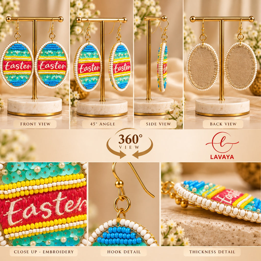 Lavaya Colourful Easter Beaded & Sequin Statement Drop Earrings