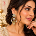 Lavaya Royal Pearl & Crystal Floral Gold-Toned Heritage Statement Earrings