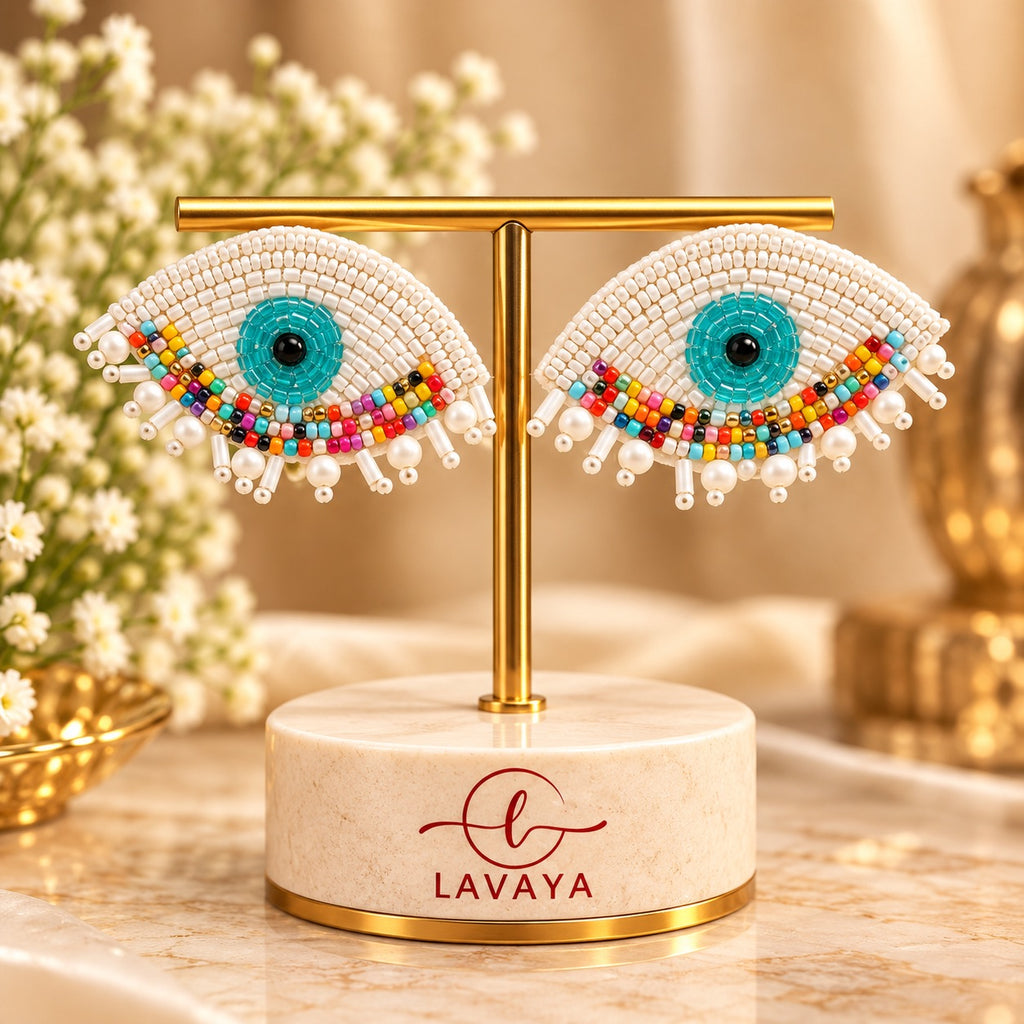 Lavaya Evil Eye Multicolour Beaded Statement Earrings