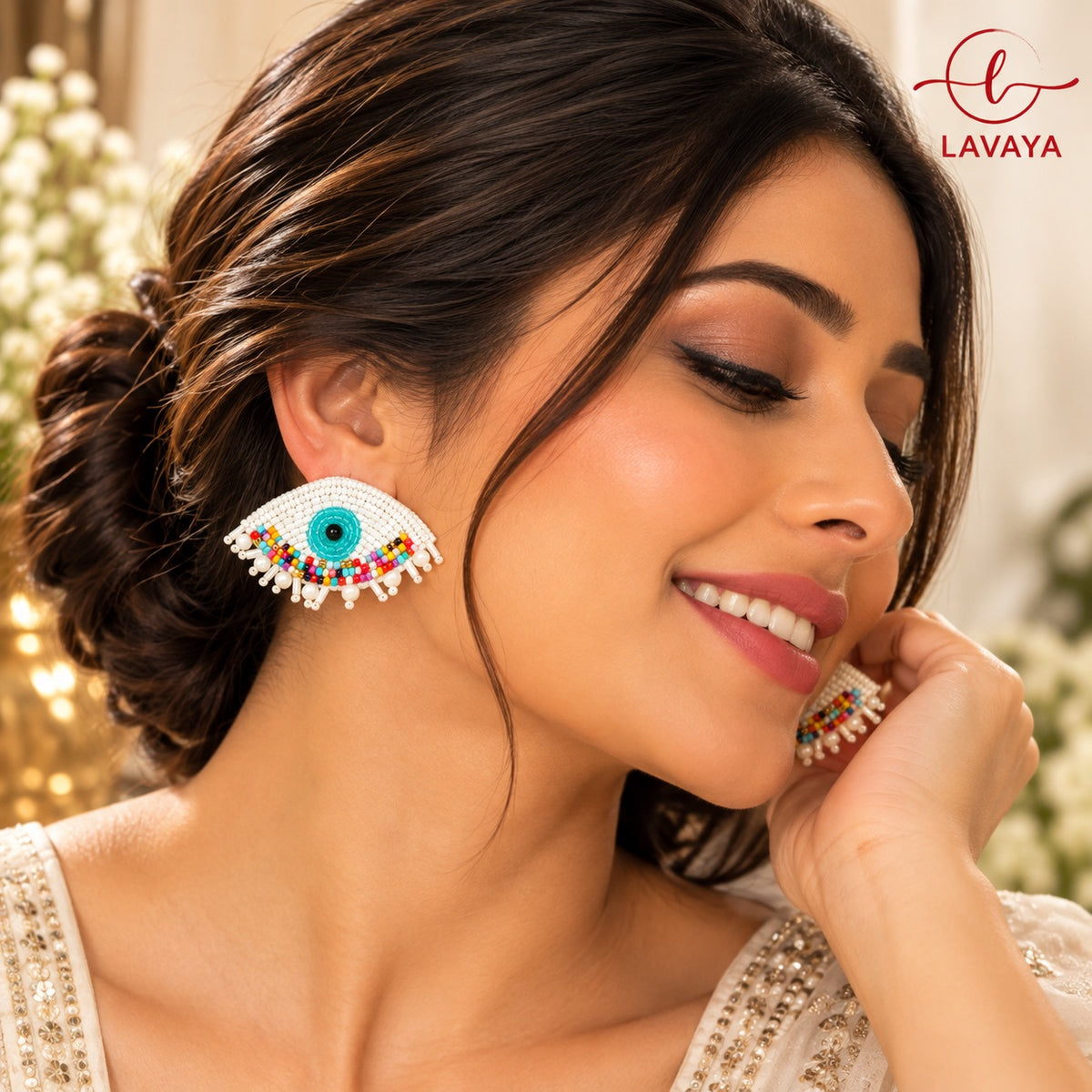 Lavaya Evil Eye Multicolour Beaded Statement Earrings