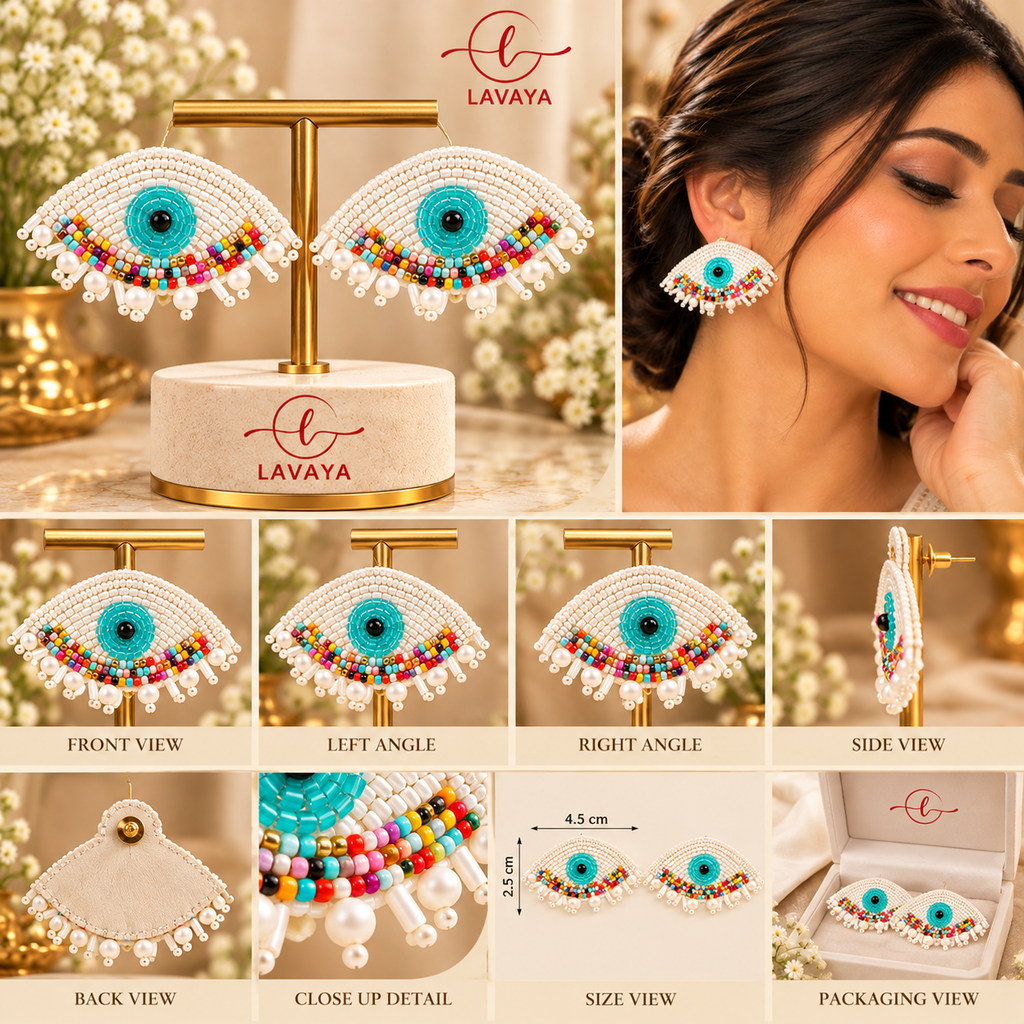 Lavaya Evil Eye Multicolour Beaded Statement Earrings