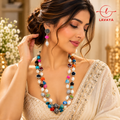 Lavaya Multicolour Beaded Pearl Layered Necklace & Earrings Set