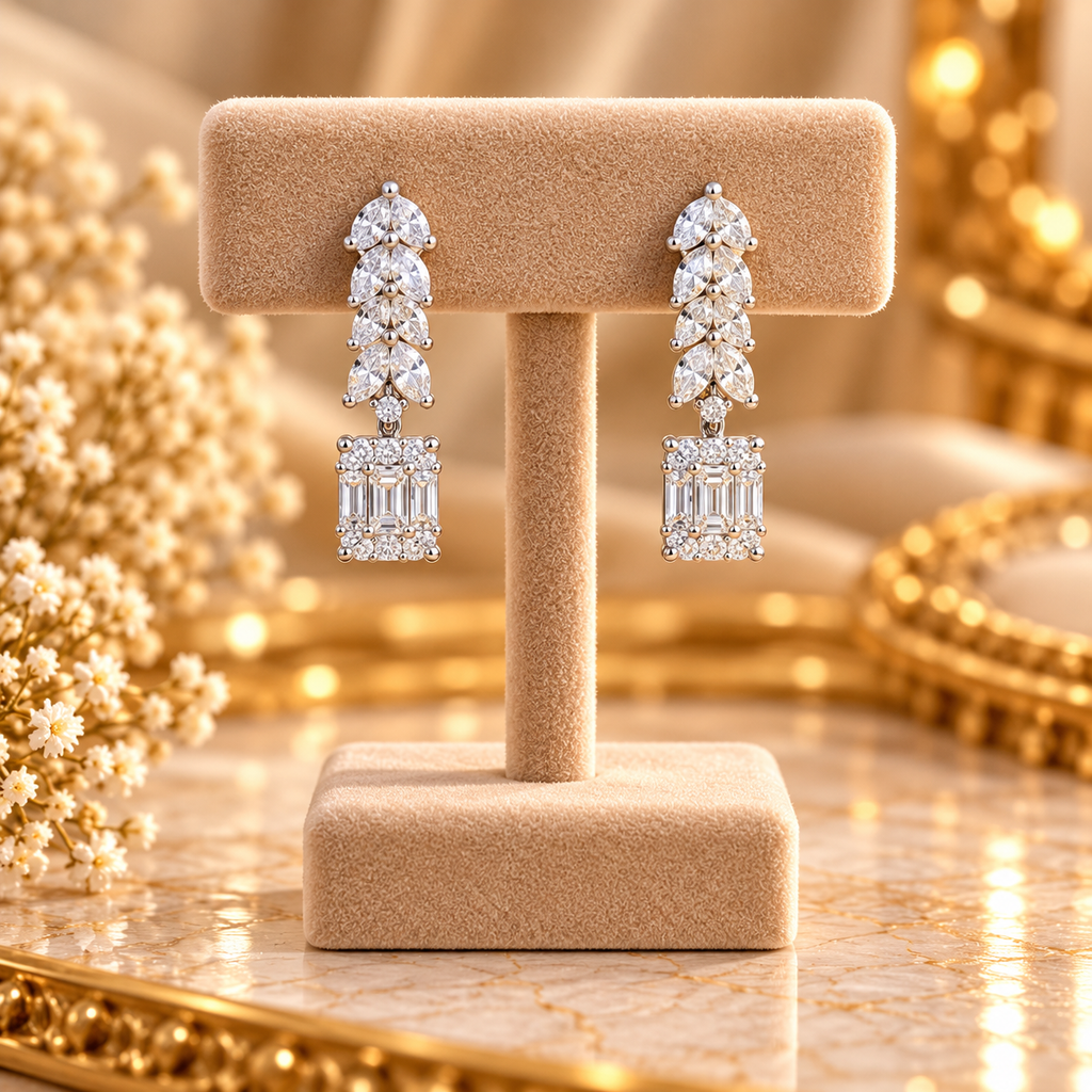 Crystal Marquise & Emerald-Cut Drop Earrings