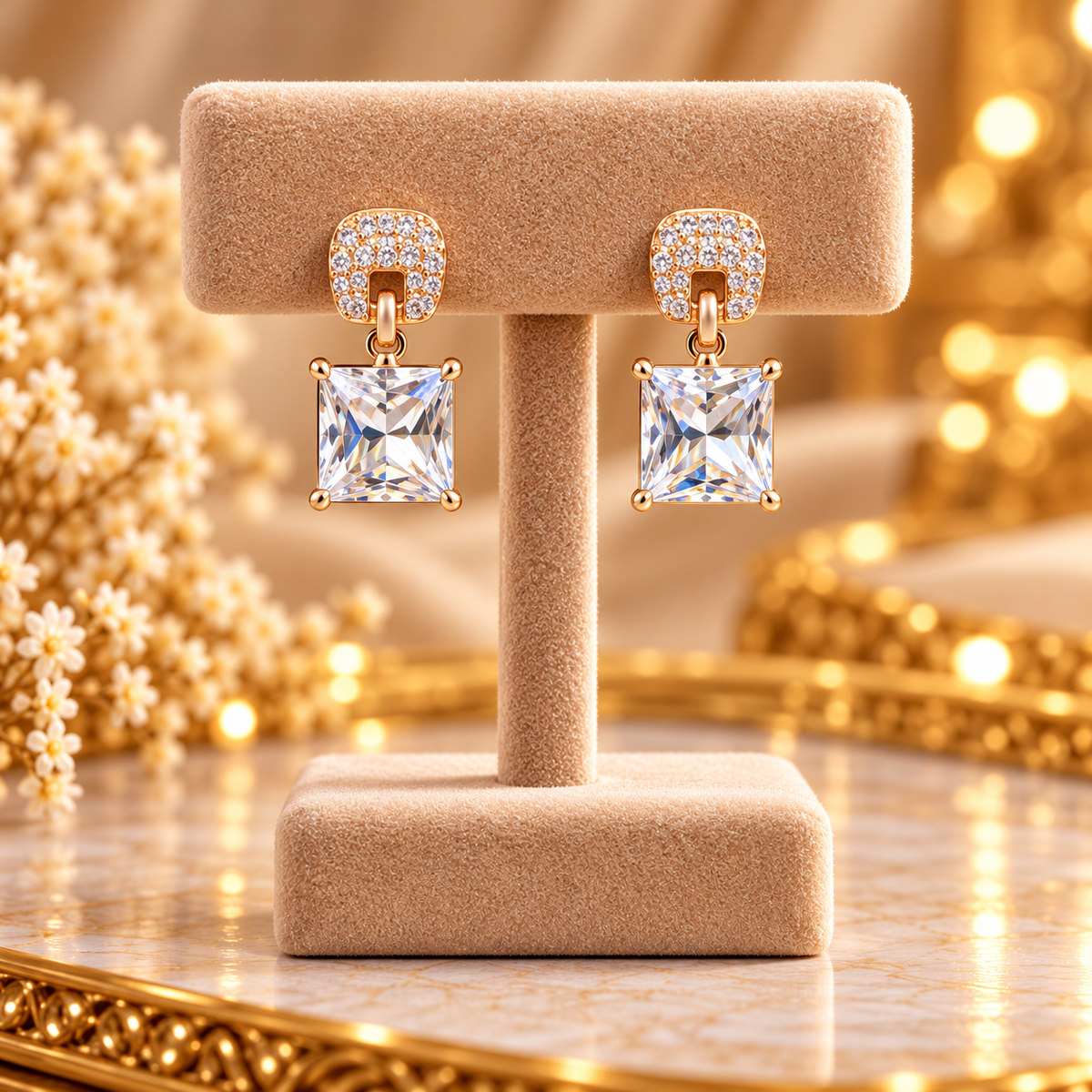 Geometric Crystal Drop Earrings