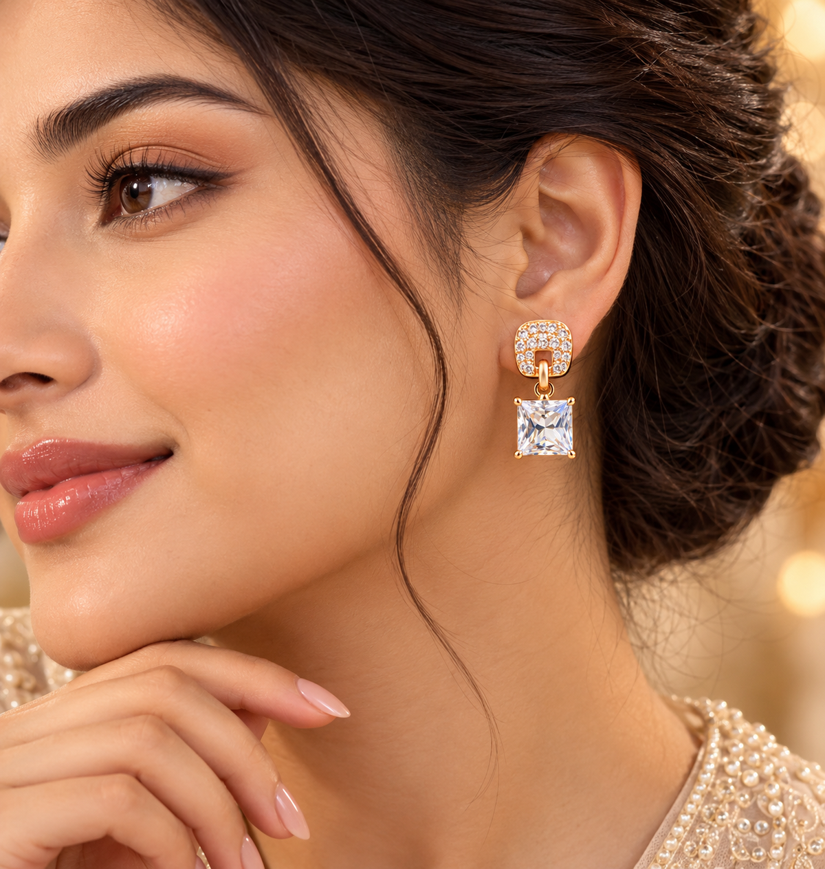 Geometric Crystal Drop Earrings