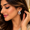 Swirl Teardrop Diamond Stud Earrings