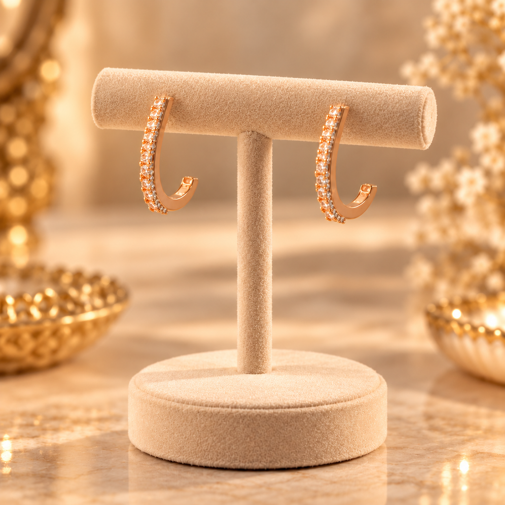 Triple-Row Pavé Crystal Wide Huggie Hoop Earrings
